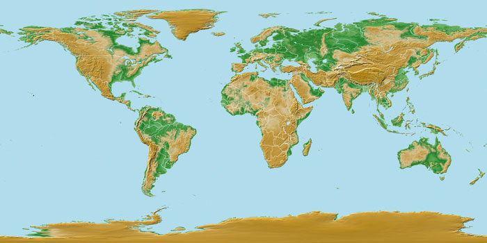 relief map of the world